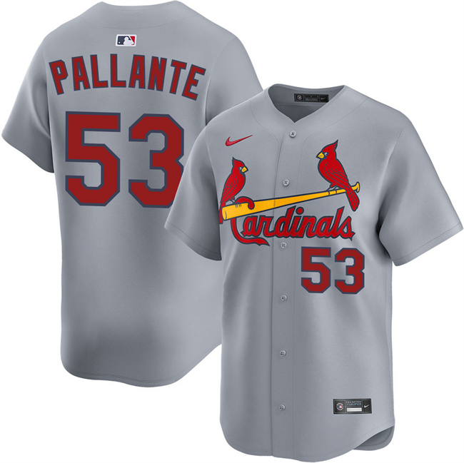 Men's St. Louis Cardinals #53 Andre Pallante Grey 2024 Away Limited Stitched Baseball Jersey